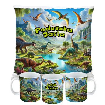 Kubek Poduszka Dinozaur Dinozaury T-rex Tyrannosaurus Triceratops
